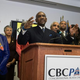 Chairman of the Congressional Black Caucus Political Action Committee Gregory Meeks (D-N.Y.) announces the CBC PAC’s endorsement of Democratic presidential candidate Hillary Clinton on Feb. 11, 2016.
NICHOLAS KAMM/AFP/Getty Images